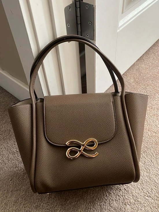 House Of Littlebunny Handbags - House of Little Bunny - Elegant Taupe Crossbody Tote with Gold Loop Accent